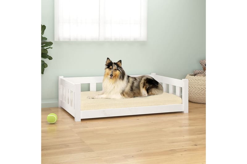 beBasic Hundeseng hvit 95,5 x 65,5 x 28 cm heltre furu - Hvit - Hundemøbler - Hundekurv & hundeseng