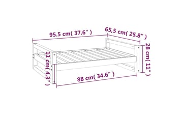 beBasic Hundeseng hvit 95,5x65,5x28 cm heltre furu - Hvit - Sport & fritid - Til dyrene - For hund - Hundemøbler - Hundekurv & hundeseng
