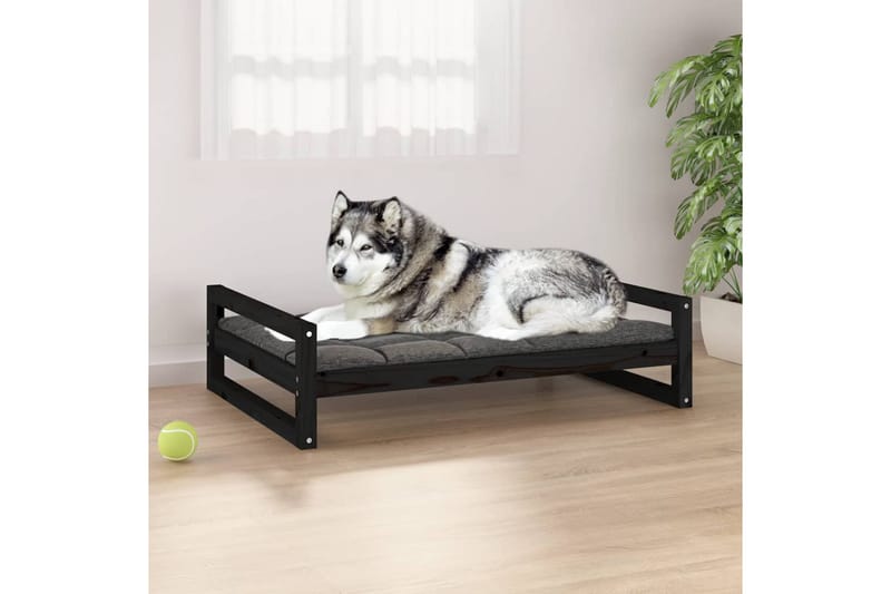 beBasic Hundeseng svart 105,5x75,5x28 cm heltre furu - Svart - Hundemøbler - Hundekurv & hundeseng