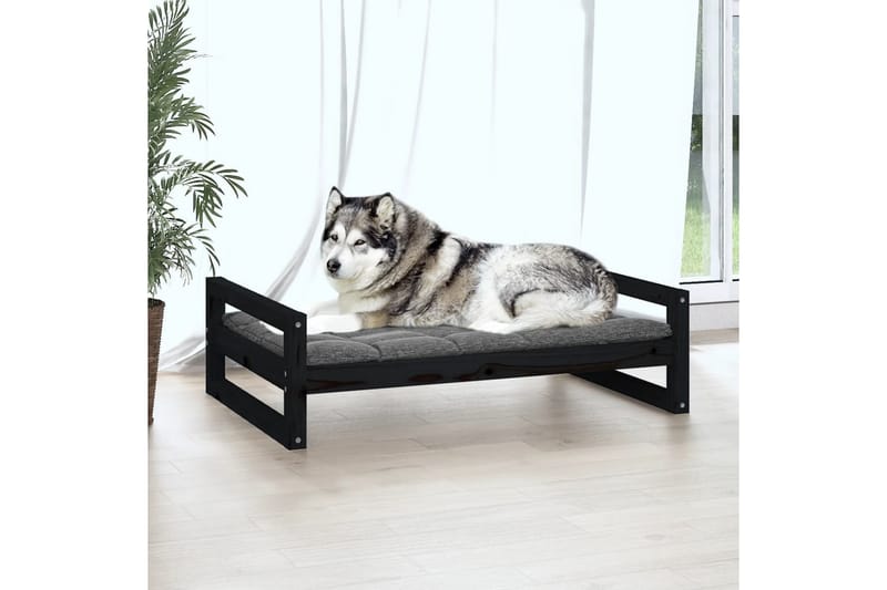beBasic Hundeseng svart 105,5x75,5x28 cm heltre furu - Svart - Hundemøbler - Hundekurv & hundeseng
