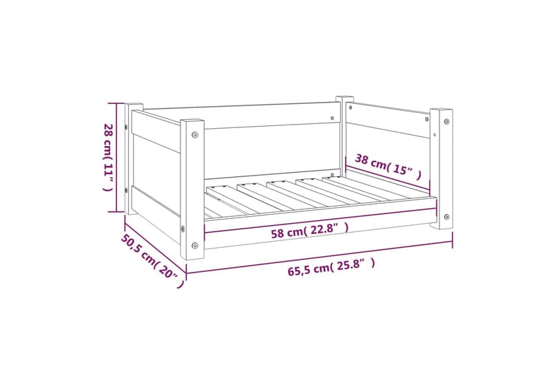 beBasic Hundeseng svart 65,5x50,5x28 cm heltre furu - Svart - Sport & fritid - Til dyrene - For hund - Hundemøbler - Hundekurv & hundeseng