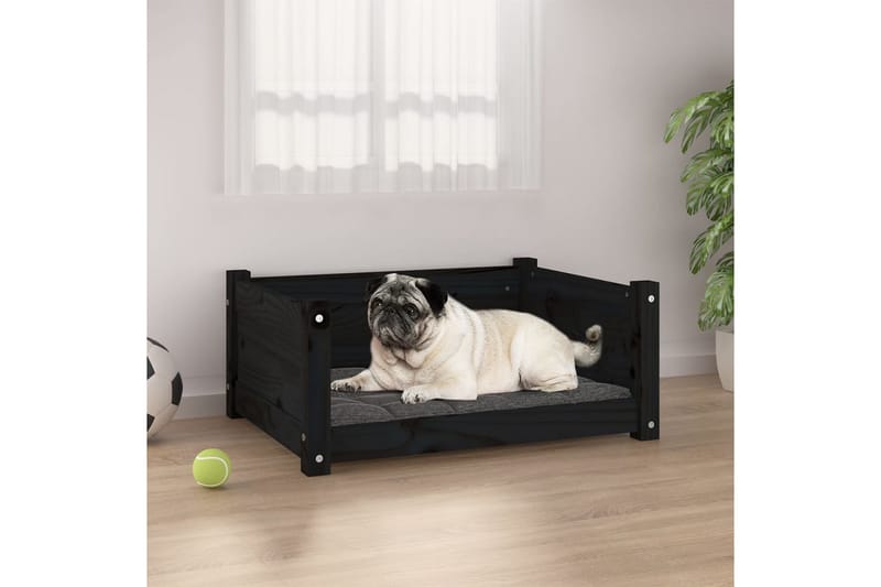 beBasic Hundeseng svart 65,5x50,5x28 cm heltre furu - Svart - Sport & fritid - Til dyrene - For hund - Hundemøbler - Hundekurv & hundeseng