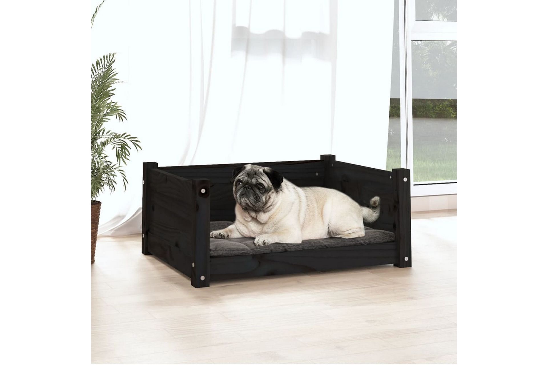 beBasic Hundeseng svart 65,5x50,5x28 cm heltre furu - Svart - Sport & fritid - Til dyrene - For hund - Hundemøbler - Hundekurv & hundeseng