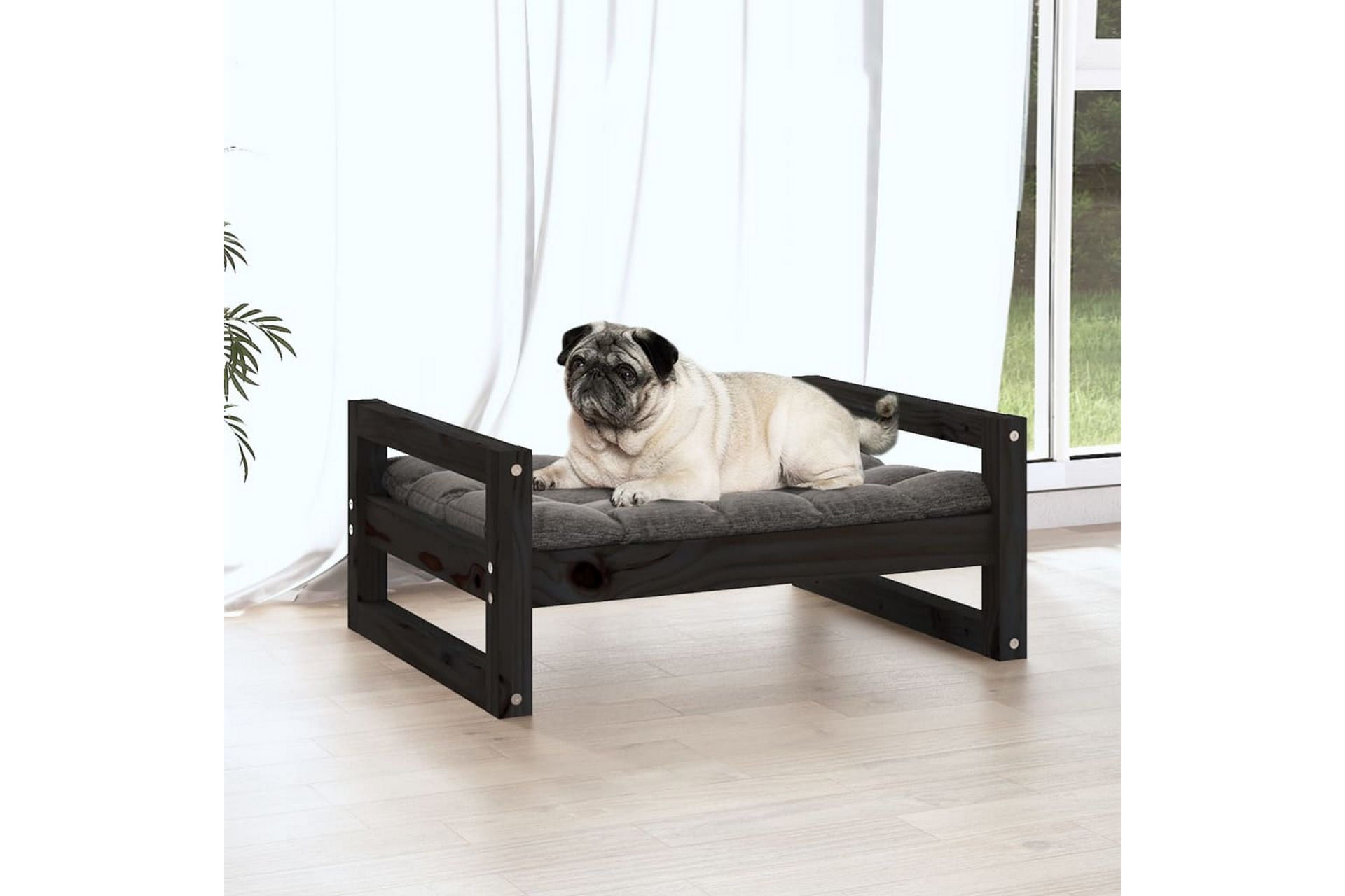 beBasic Hundeseng svart 65,5x50,5x28 cm heltre furu - Svart - Sport & fritid - Til dyrene - For hund - Hundemøbler - Hundekurv & hundeseng