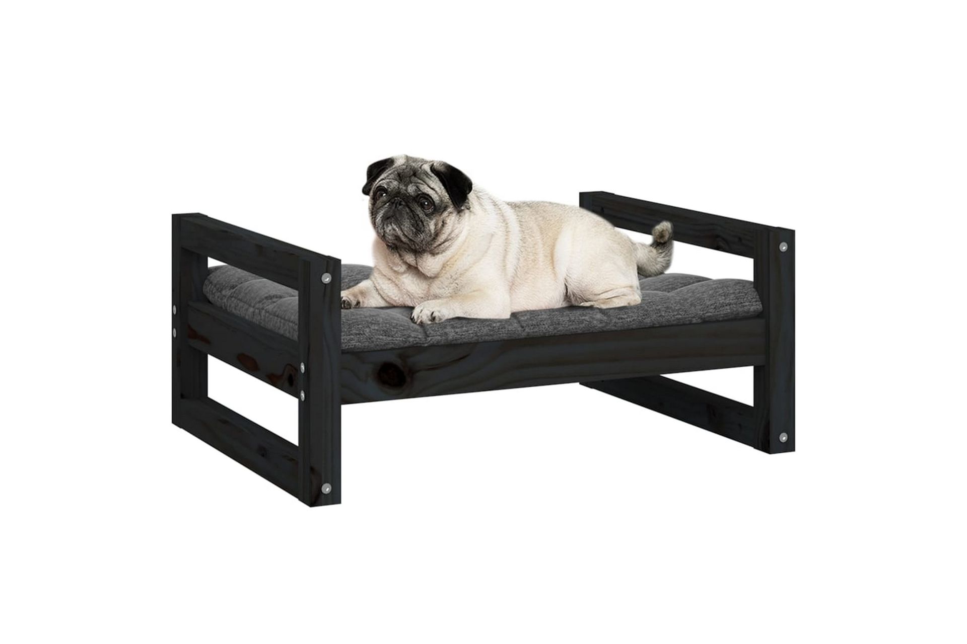 beBasic Hundeseng svart 65,5x50,5x28 cm heltre furu - Svart - Sport & fritid - Til dyrene - For hund - Hundemøbler - Hundekurv & hundeseng