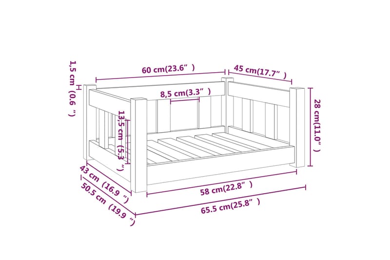 beBasic Hundeseng svart 65,5x50,5x28 cm heltre furu - Sport & fritid - Til dyrene - For hund - Hundemøbler - Hundekurv & hundeseng