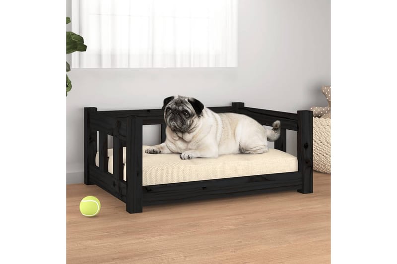 beBasic Hundeseng svart 65,5x50,5x28 cm heltre furu - Hundemøbler - Hundekurv & hundeseng