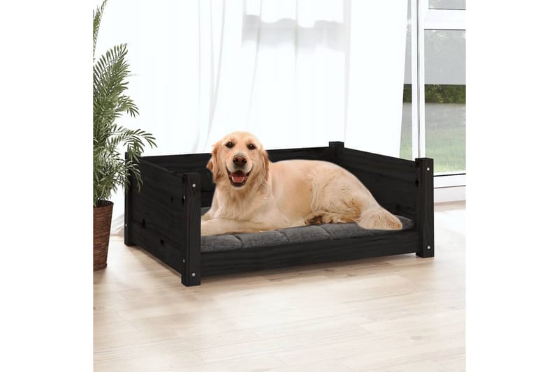 beBasic Hundeseng svart 75,5x55,5x28 cm heltre furu - Svart - Hundemøbler - Hundekurv & hundeseng