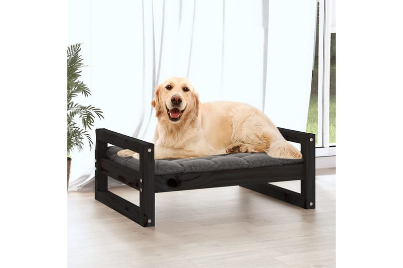 beBasic Hundeseng svart 75,5x55,5x28 cm heltre furu - Svart - Hundekurv & hundeseng - Hundemøbler