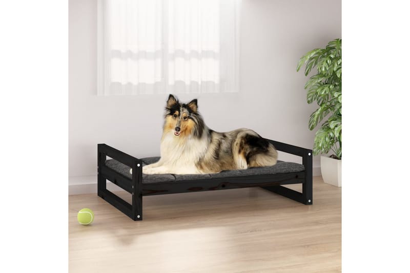 beBasic Hundeseng svart 95,5x65,5x28 cm heltre furu - Svart - Hundekurv & hundeseng - Hundemøbler