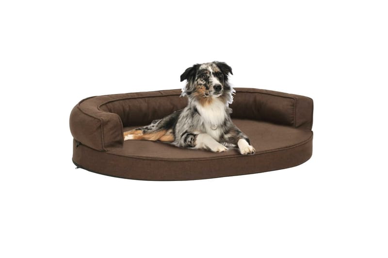 Ergonomisk hundeseng 75x53 cm linutseende brun - Brun - Hundekurv & hundeseng - Hundemøbler