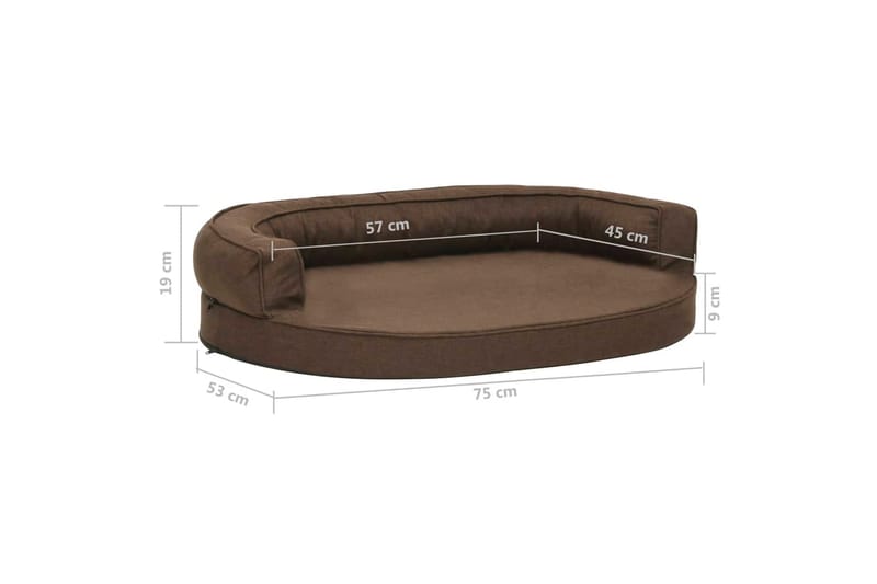 Ergonomisk hundeseng 75x53 cm linutseende brun - Brun - Sport & fritid - Til dyrene - For hund - Hundemøbler - Hundekurv & hundeseng