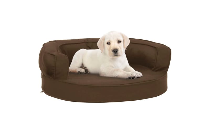 Ergonomisk hundeseng med linutseende 60x42 cm brun - Brun - Hundemøbler - Hundekurv & hundeseng