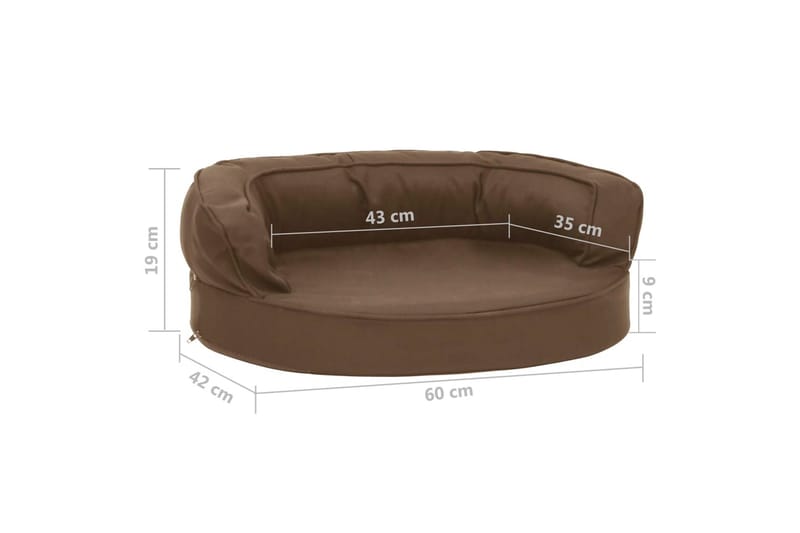 Ergonomisk hundeseng med linutseende 60x42 cm brun - Brun - Sport & fritid - Til dyrene - For hund - Hundemøbler - Hundekurv & hundeseng