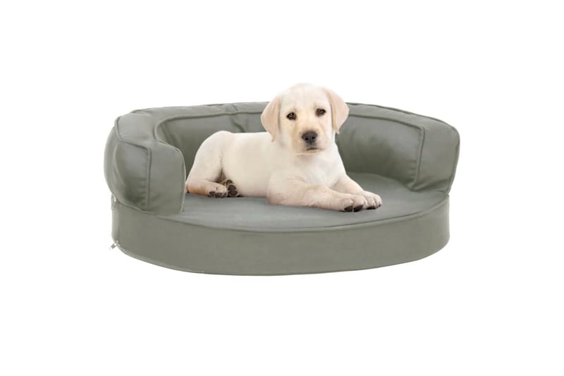 Ergonomisk hundeseng med linutseende 60x42 cm grå - Grå - Hundemøbler - Hundekurv & hundeseng