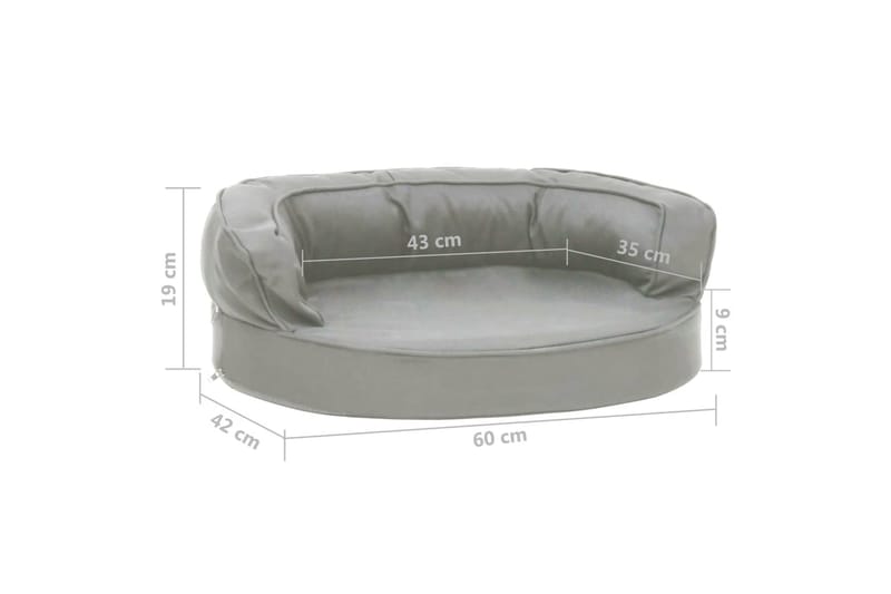 Ergonomisk hundeseng med linutseende 60x42 cm grå - Grå - Sport & fritid - Til dyrene - For hund - Hundemøbler - Hundekurv & hundeseng