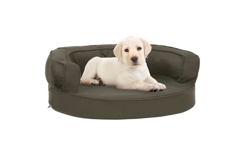 Ergonomisk hundeseng med linutseende 60x42 cm mørkegrå - Grå - Sport & fritid - Til dyrene - For hund - Hundemøbler - Hundekurv & hundeseng
