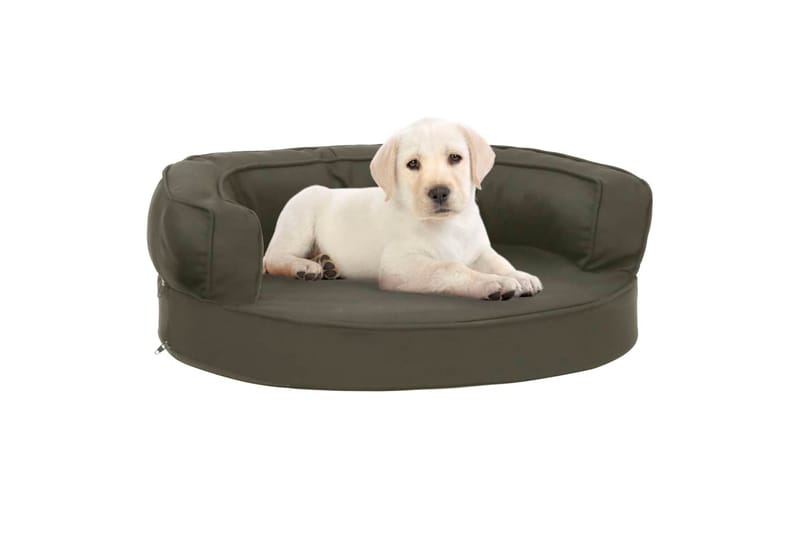 Ergonomisk hundeseng med linutseende 60x42 cm mørkegrå - Grå - Hundekurv & hundeseng - Hundemøbler