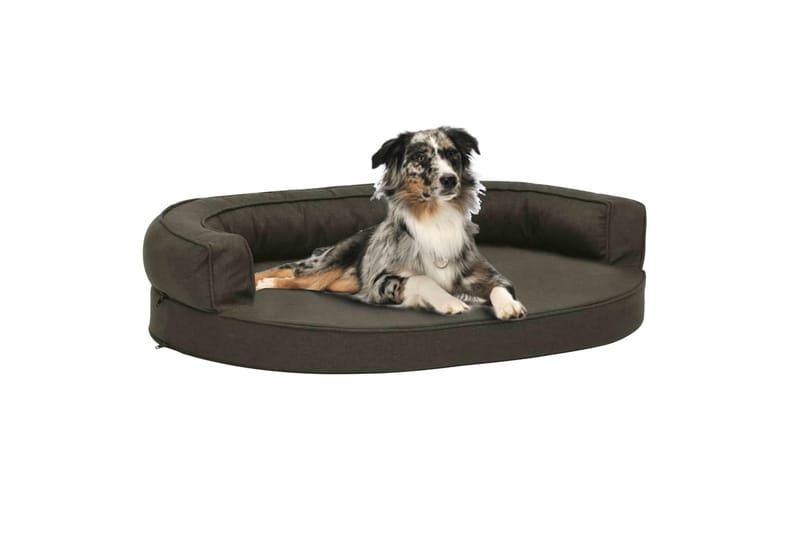 Ergonomisk hundeseng med linutseende 75x53 cm mørkegrå - Grå - Sport & fritid - Til dyrene - For hund - Hundemøbler - Hundekurv & hundeseng
