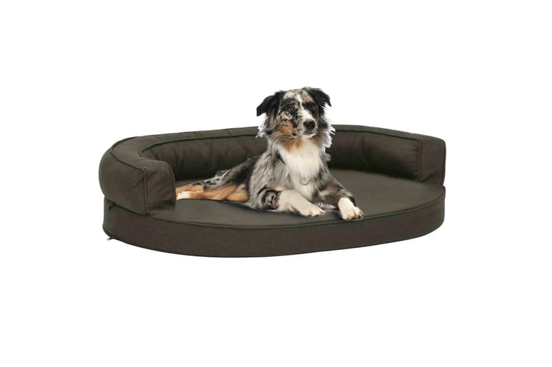 Ergonomisk hundeseng med linutseende 75x53 cm mørkegrå - Grå - Hundekurv & hundeseng - Hundemøbler