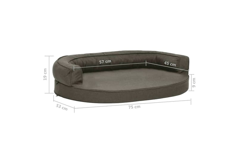 Ergonomisk hundeseng med linutseende 75x53 cm mørkegrå - Grå - Sport & fritid - Til dyrene - For hund - Hundemøbler - Hundekurv & hundeseng
