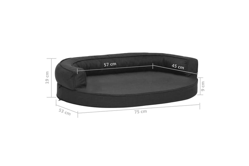 Ergonomisk hundeseng med linutseende 75x53 cm svart - Svart - Sport & fritid - Til dyrene - For hund - Hundemøbler - Hundekurv & hundeseng
