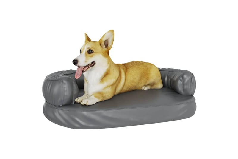 Ergonomisk hundeseng skum grå 75x53 cm kunstig skinn - Grå - Sport & fritid - Til dyrene - For hund - Hundemøbler