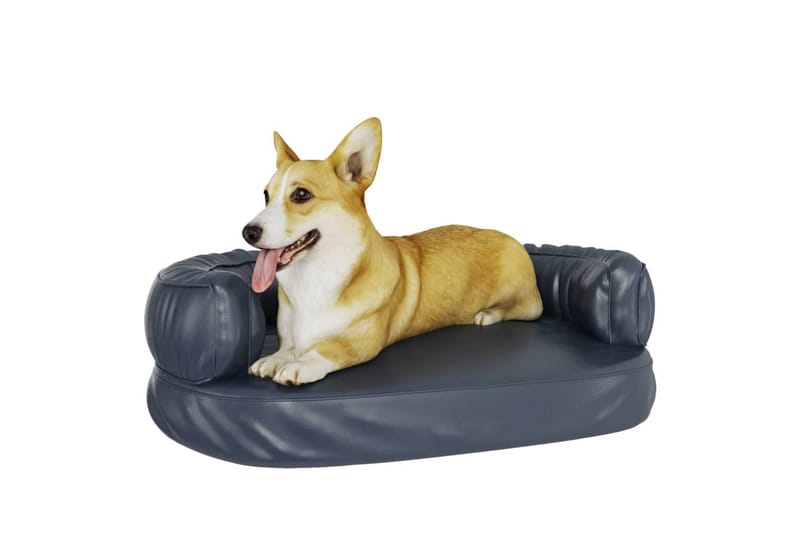 Ergonomisk hundeseng skum mørkeblå 60x42 cm kunstig skinn - Blå - Hundemøbler - Hundekurv & hundeseng