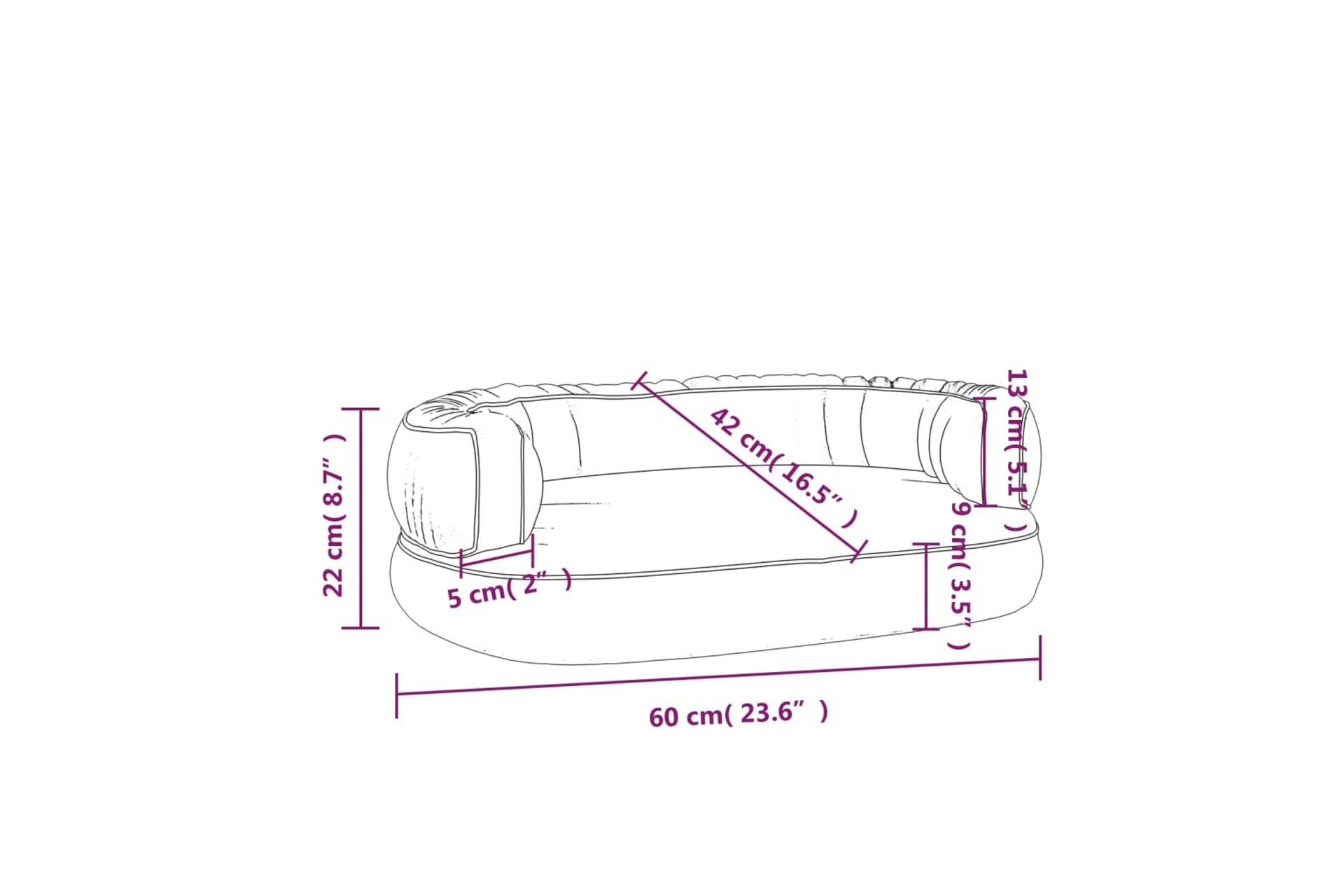 Ergonomisk hundeseng skum mørkeblå 60x42 cm kunstig skinn - Blå - Sport & fritid - Til dyrene - For hund - Hundemøbler