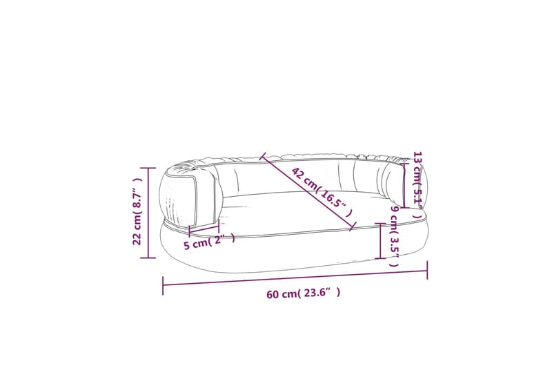 Ergonomisk hundeseng skum mørkeblå 60x42 cm kunstig skinn - Blå - Sport & fritid - Til dyrene - For hund - Hundemøbler