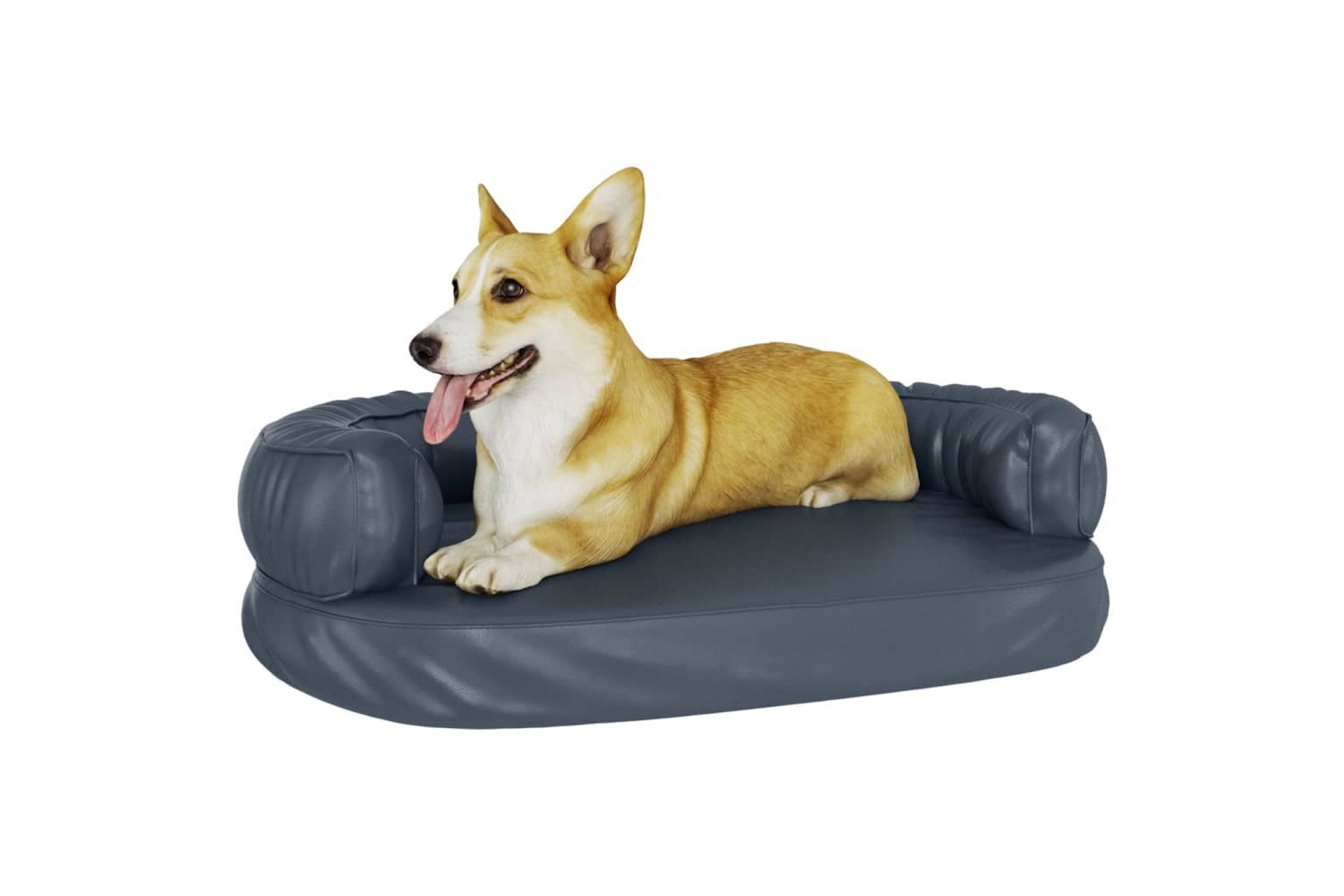 Ergonomisk hundeseng skum mørkeblå 75x53 cm kunstig skinn - Blå - Sport & fritid - Til dyrene - For hund - Hundemøbler