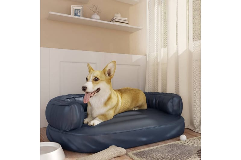 Ergonomisk hundeseng skum mørkeblå 88x65 cm kunstig skinn - Blå - Hundemøbler - Hundekurv & hundeseng