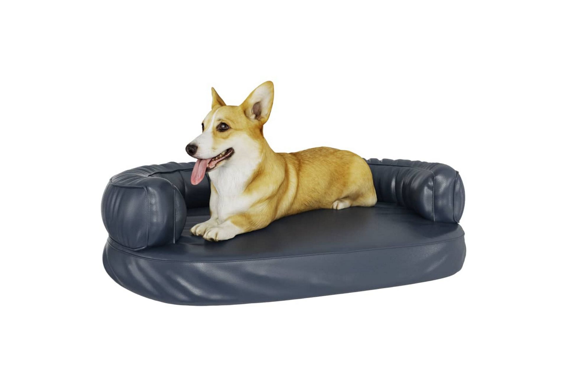 Ergonomisk hundeseng skum mørkeblå 88x65 cm kunstig skinn - Blå - Sport & fritid - Til dyrene - For hund - Hundemøbler