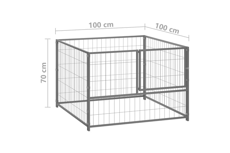 Hundebur sølv 100x100x70 cm stål - Silver - Sport & fritid - Til dyrene - For hund - Hundemøbler