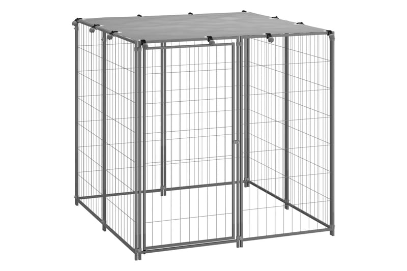Hundebur sølv 110x110x110 cm stål - Silver - Sport & fritid - Til dyrene - For hund - Hundemøbler