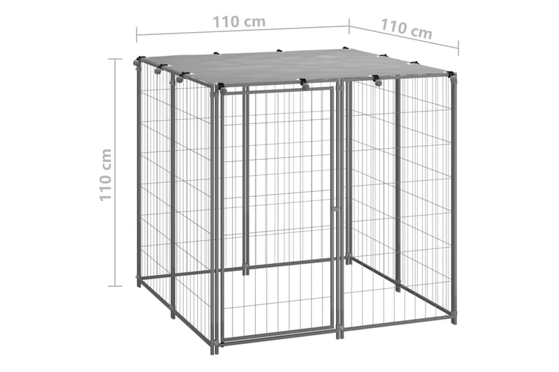 Hundebur sølv 110x110x110 cm stål - Silver - Hundemøbler - Hundegrind & hundegjerde - Hundehus & hundegård