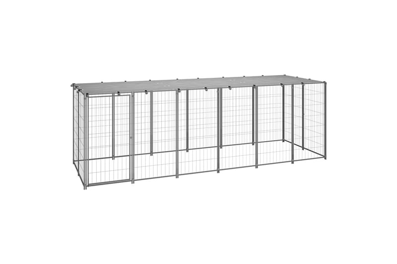 Hundebur sølv 330x110x110 cm stål - Silver - Sport & fritid - Til dyrene - For hund - Hundemøbler