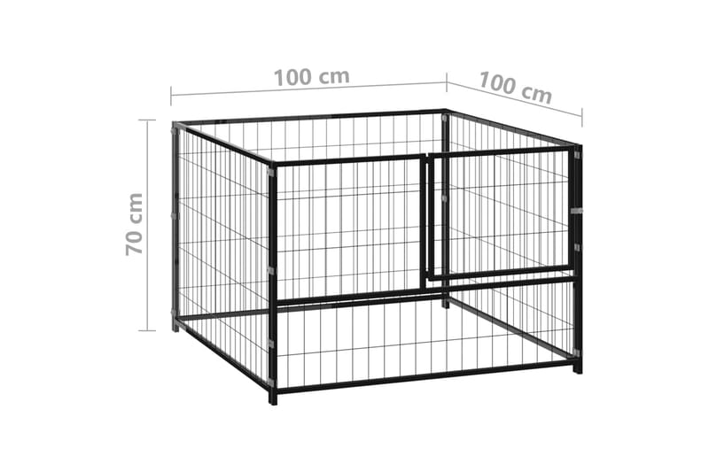 Hundebur svart 100x100x70 cm stål - Svart - Sport & fritid - Til dyrene - For hund - Hundemøbler