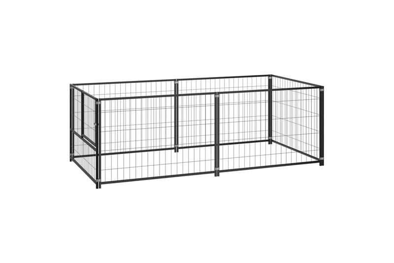Hundebur svart 200x100x70 cm stål - Svart - Sport & fritid - Til dyrene - For hund - Hundemøbler