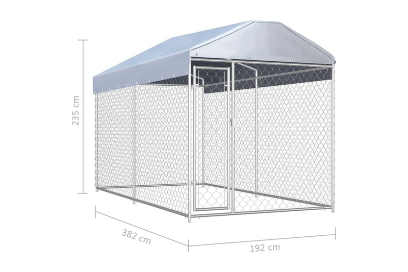 Hundegård med baldakintak 382x192x225 cm - Sport & fritid - Til dyrene - For hund - Hundemøbler
