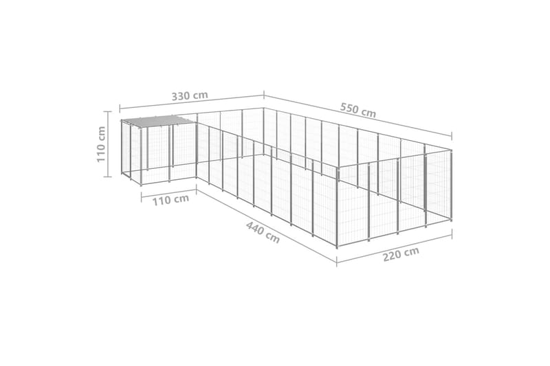 Hundegård sølv 13,31 m² stål - Silver - Hundemøbler - Hundegrind & hundegjerde - Hundehus & hundegård