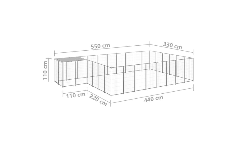 Hundegård sølv 15,73 m² stål - Silver - Hundemøbler - Hundegrind & hundegjerde - Hundehus & hundegård