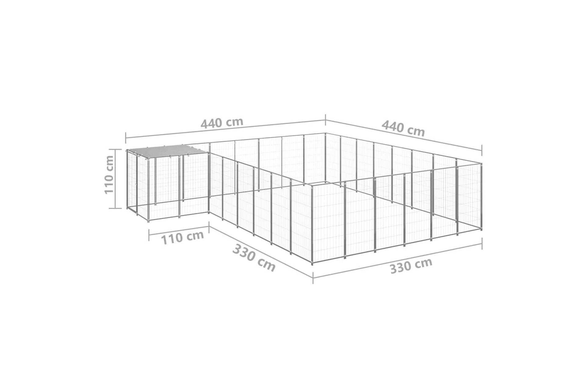 Hundegård sølv 15,73 m² stål - Silver - Sport & fritid - Til dyrene - For hund - Hundemøbler