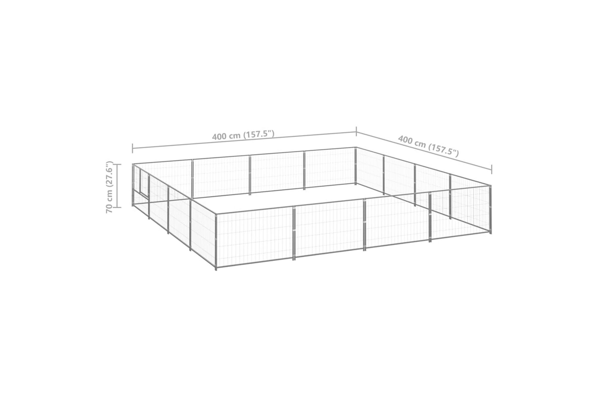 Hundegård sølv 16 m² stål - Silver - Sport & fritid - Til dyrene - For hund - Hundemøbler