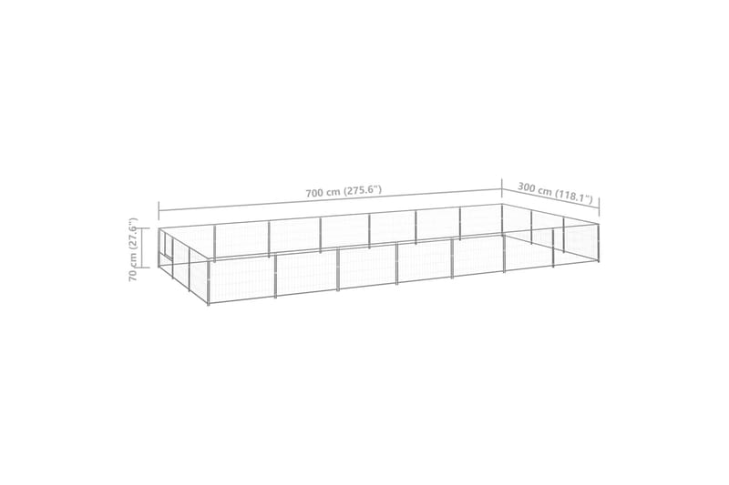 Hundegård sølv 21 m² stål - Silver - Sport & fritid - Til dyrene - For hund - Hundemøbler