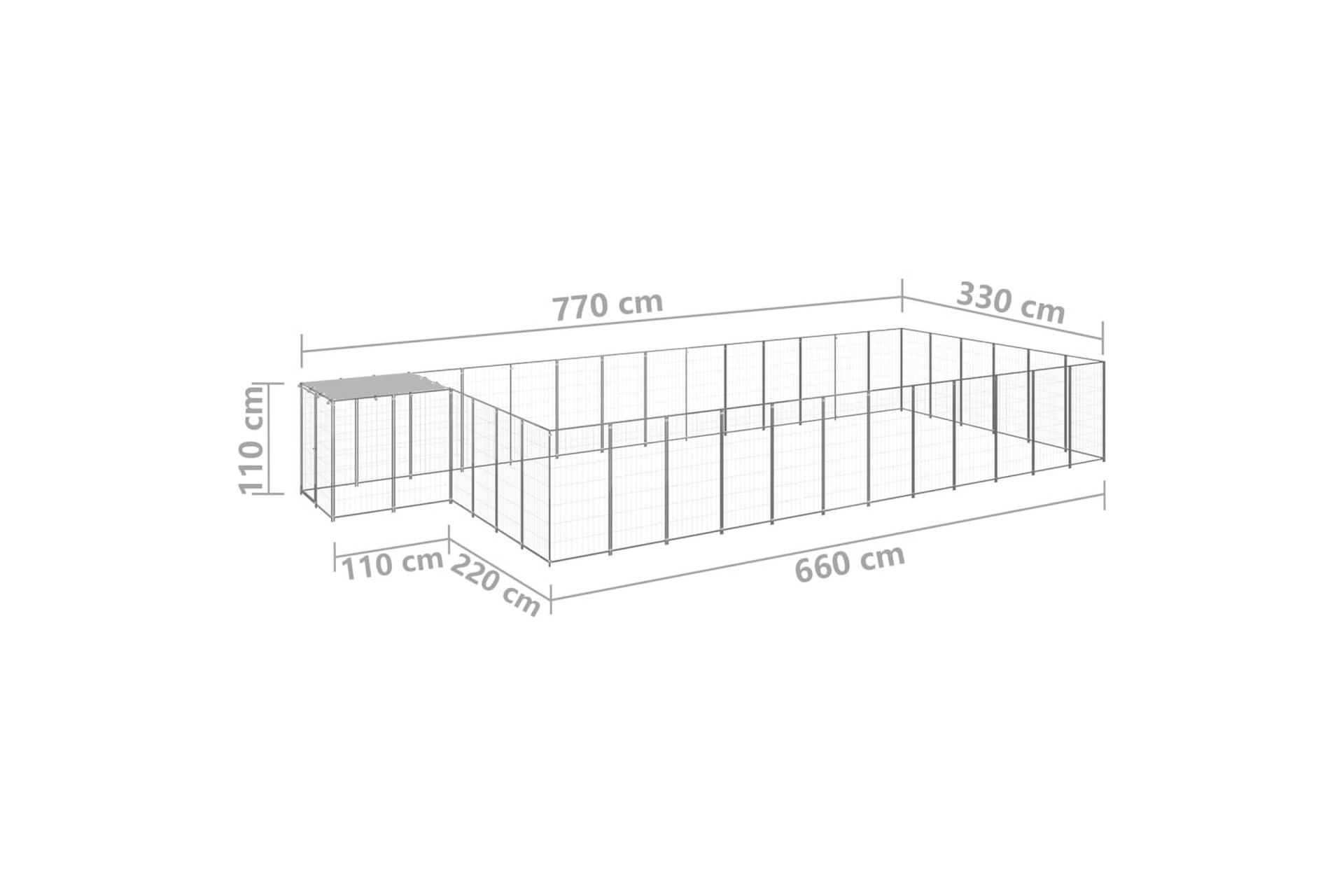 Hundegård sølv 22,99 m² stål - Silver - Sport & fritid - Til dyrene - For hund - Hundemøbler