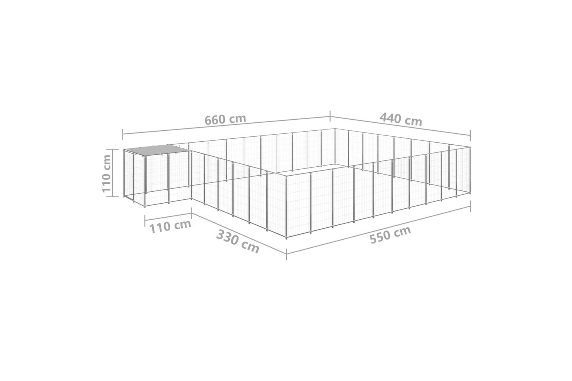Hundegård sølv 25,41 m² stål - Silver - Sport & fritid - Til dyrene - For hund - Hundemøbler
