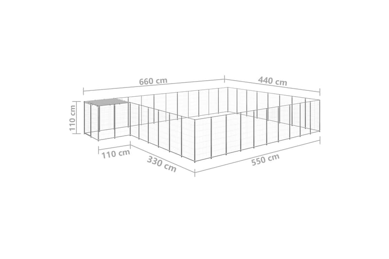 Hundegård sølv 25,41 m² stål - Silver - Sport & fritid - Til dyrene - For hund - Hundemøbler