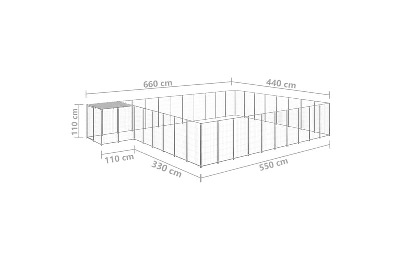 Hundegård sølv 25,41 m² stål - Silver - Hundemøbler - Hundegrind & hundegjerde - Hundehus & hundegård