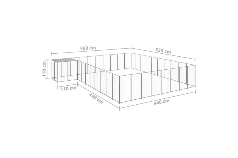 Hundegård sølv 25,41 m² stål - Silver - Sport & fritid - Til dyrene - For hund - Hundemøbler